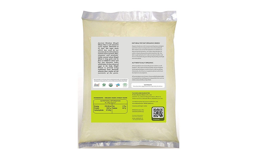Ancient Wisdom Organic Khapli Wheat Flour    Pack  5 kilogram